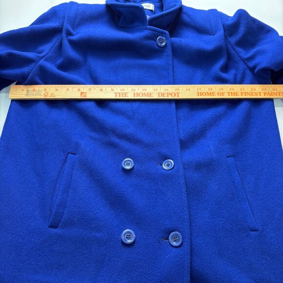 VTG Forecaster Of Boston Womens Blue Wool Long Double-Breasted Coat 13/14 USA - Picture 13 of 14